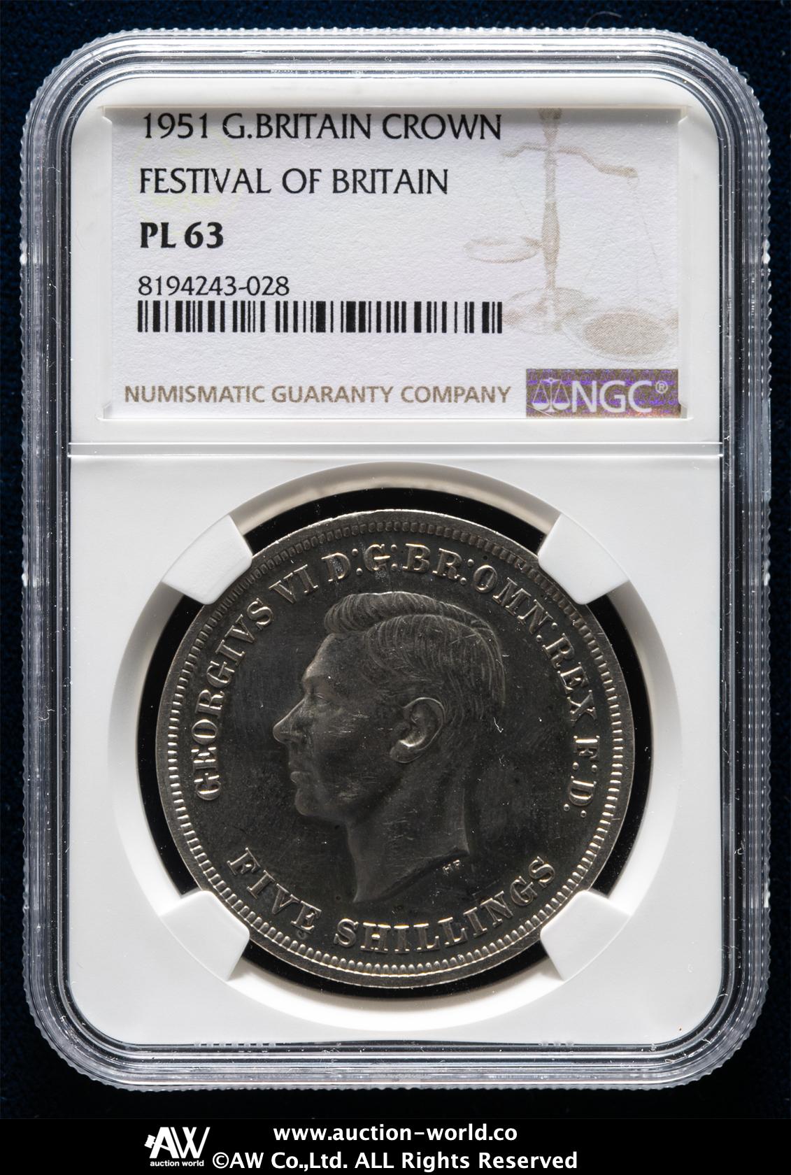 高鑑定 イギリス 1951年 PL64 ジョージ６世 クラウン硬貨 記念硬貨 高鑑定 イギリス 1951年 PL64 ジョージ6世 クラウン硬貨 記念硬貨