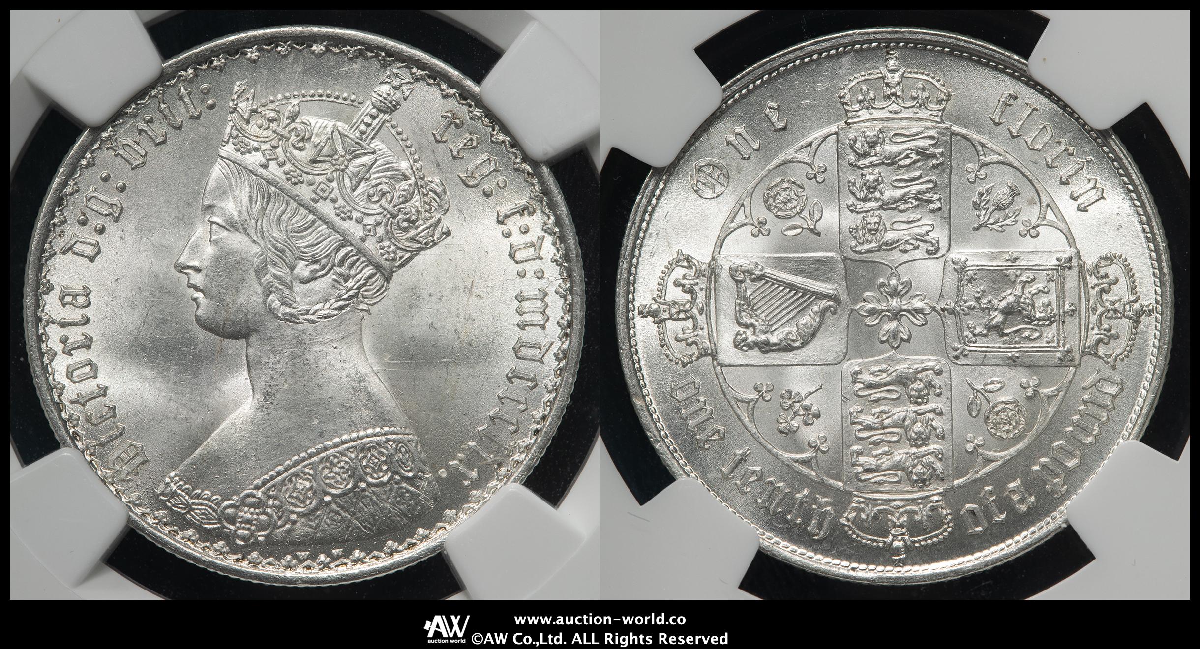 1859 G.BRITAIN 2S AU 58 NGC認証　ゴチックフローリン 1859 G.BRITAIN 2S AU 58 NGC認証 ゴチックフローリン 1859 G