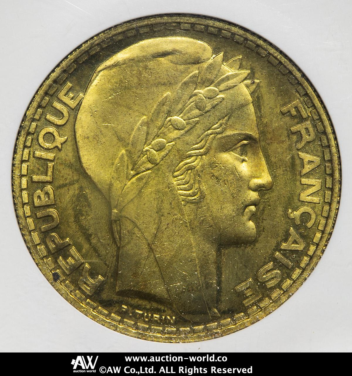1929年 フランス第三共和政 マリアンヌ20フラン銀貨 PCGS認証 貨幣博物館 | FRANCE 3rd Rep 第三共和政（1870~1940） Essai 20Francs