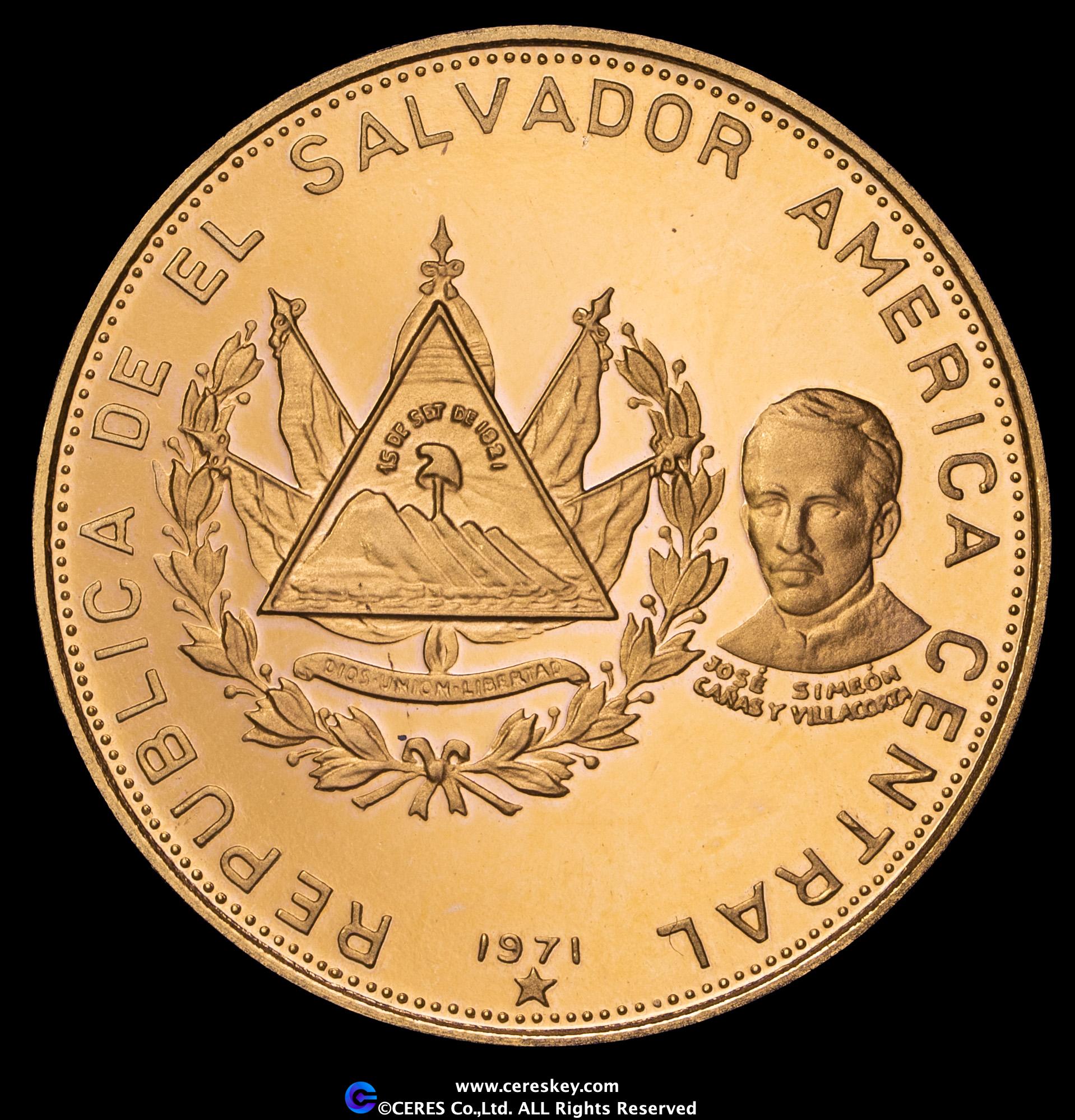 貨幣博物館 | エルサルバドル 1971年 100コロン金貨 独立150周年（重