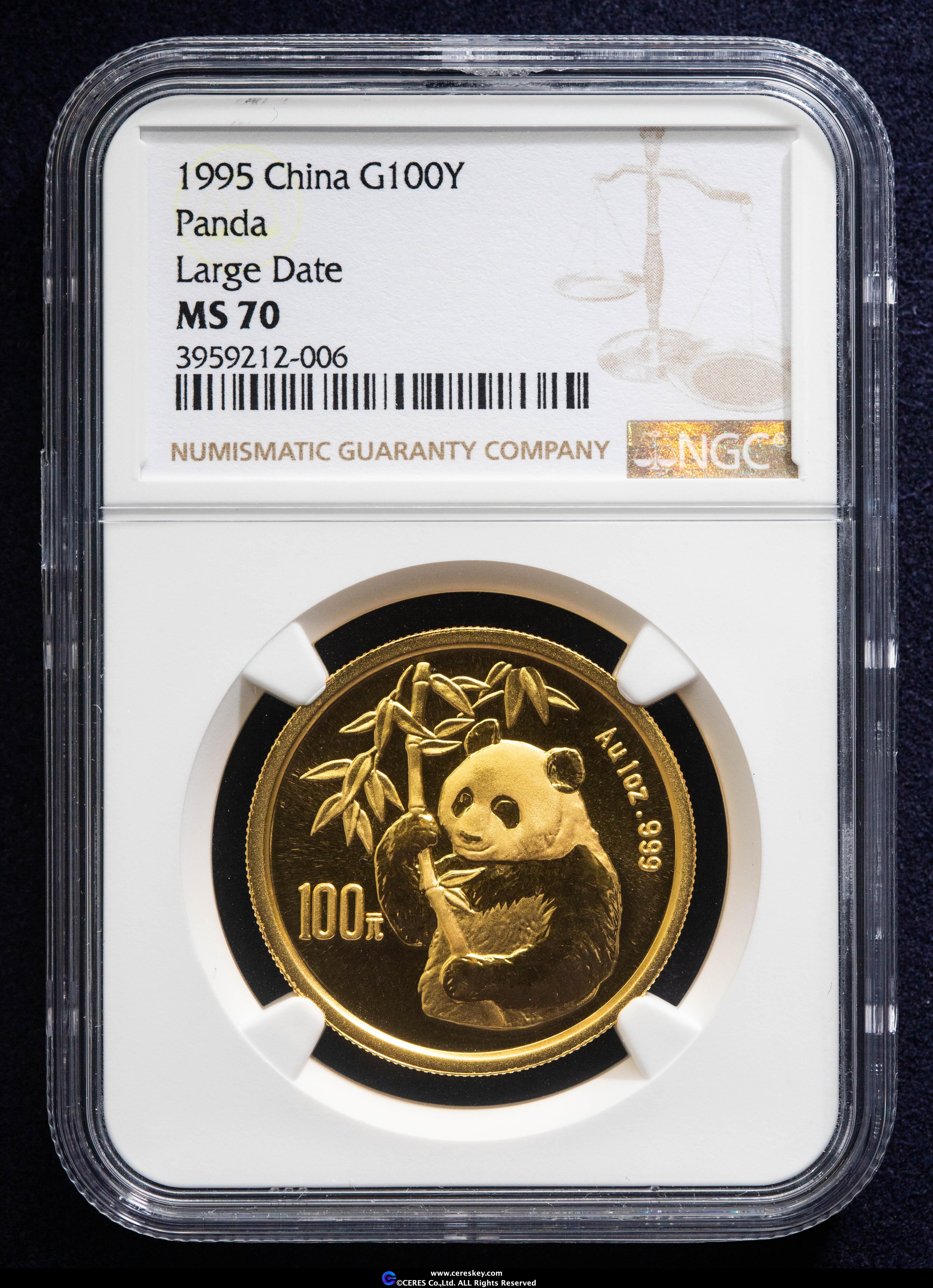 希少、2010年 中国 パンダ MS69 希少、2010年 中国 パンダコイン MS69