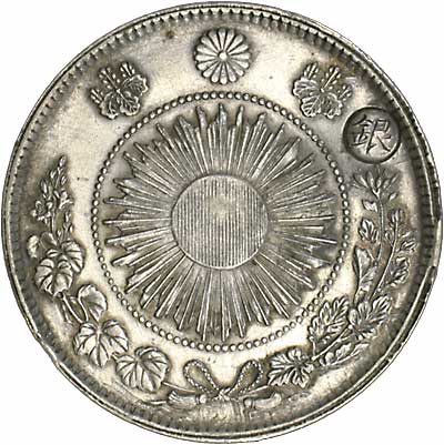 貨幣博物館 | JAPAN 日本近代貨幣旧1円銀貨 明治3年（1870） JNDA01-09A．KM-Y28.1．丸銀右打．普通円．無輪．”一圓 ”裏写り．